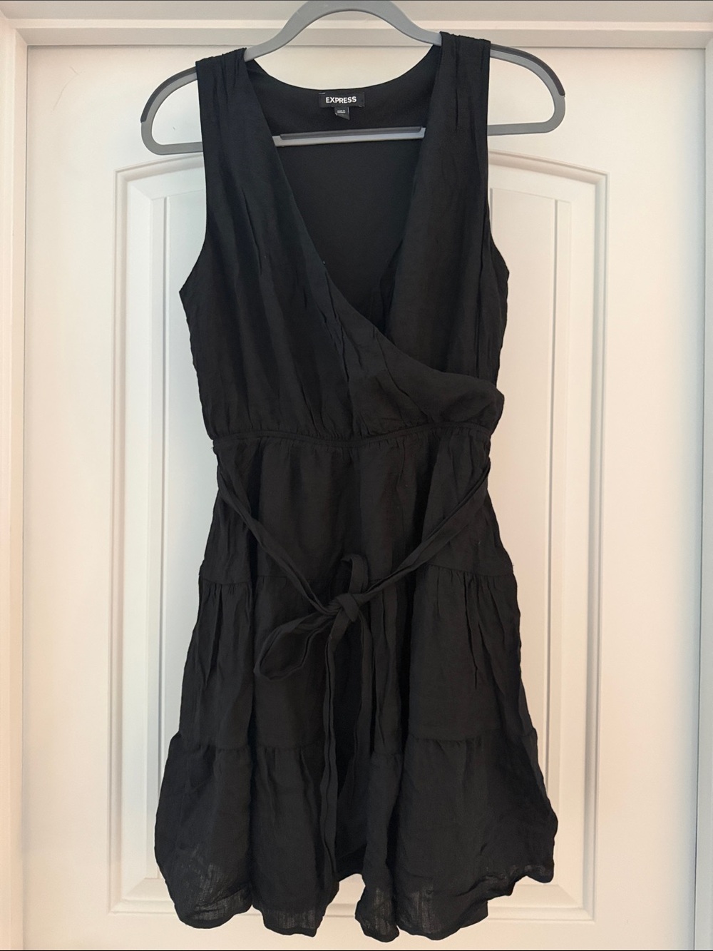 Express Black Sleeveless Wrap Mini Dress